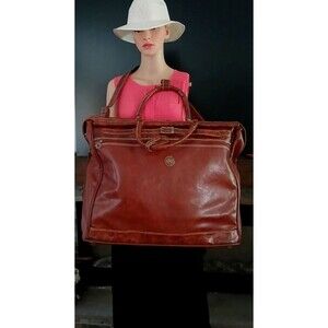 Vintage Leather Suitcase Luggage Travel Bag Carry Satchel Capezio Collection